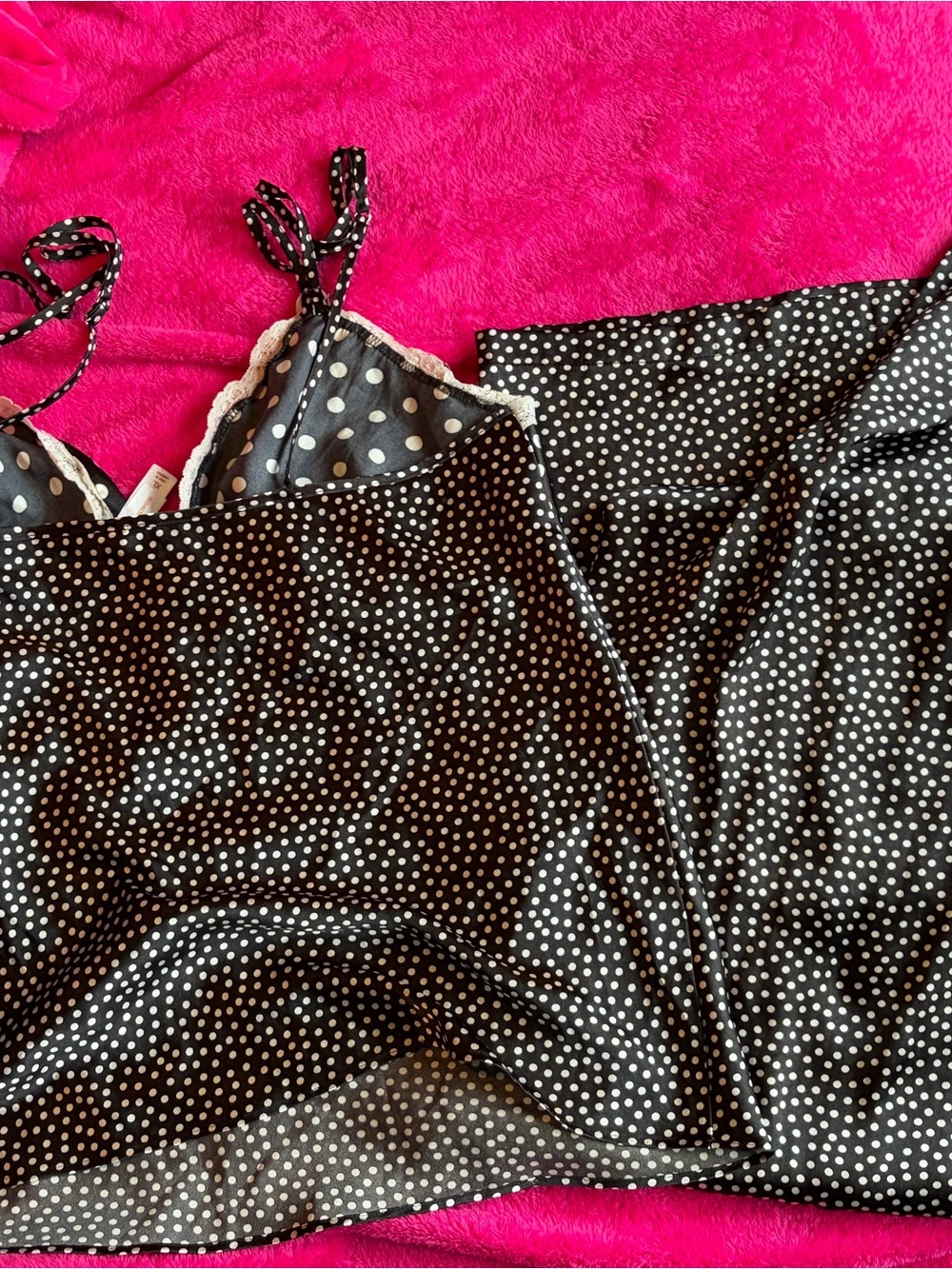 Gilligan & O'Malley Black and White Polka Dot Lace-Trim Sleep Set - Picture 8 of 9